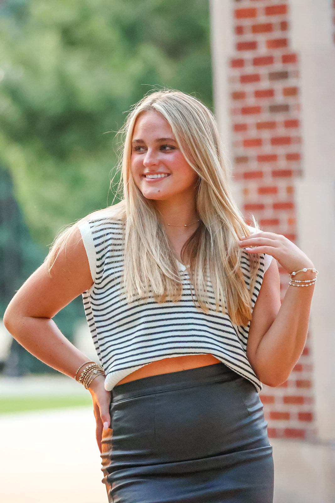 Stripe Sleeveless Sweater