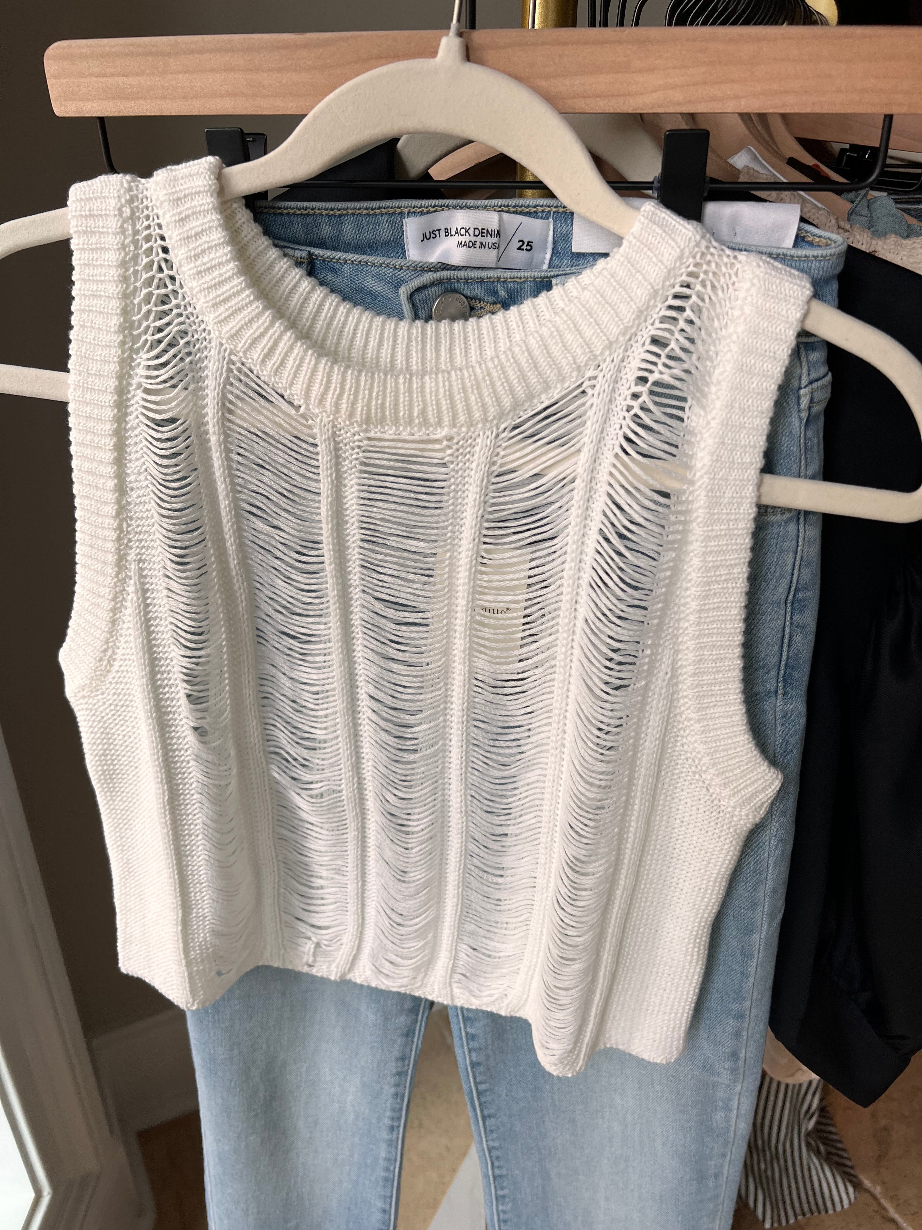 BROOKLYN Loose Ladder Knit Crop top