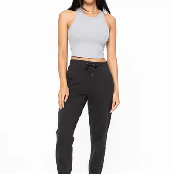 COTTON RIBBED RACERBACK TANK-GREY