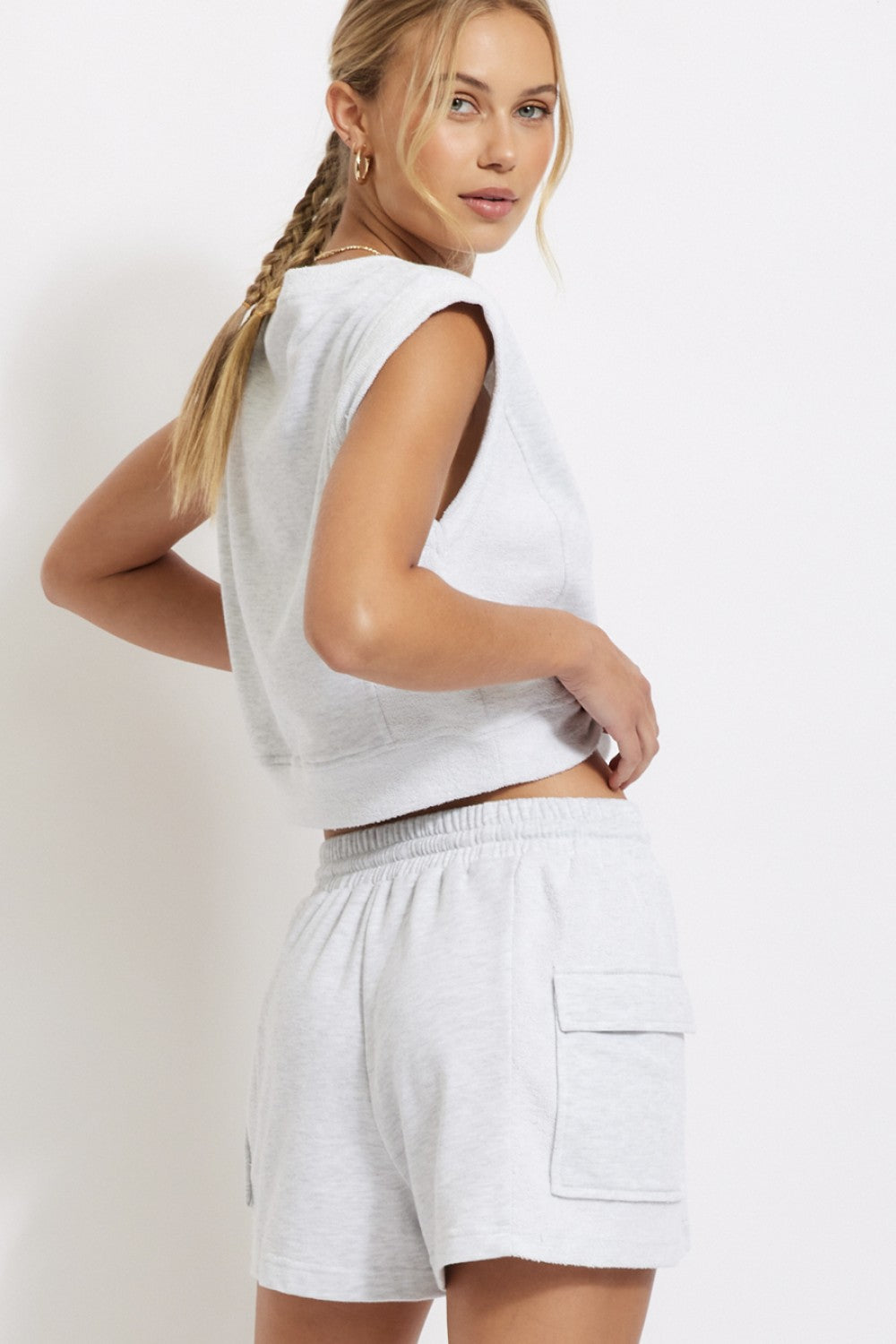 Cotton/Terry shorts sweat set-gray