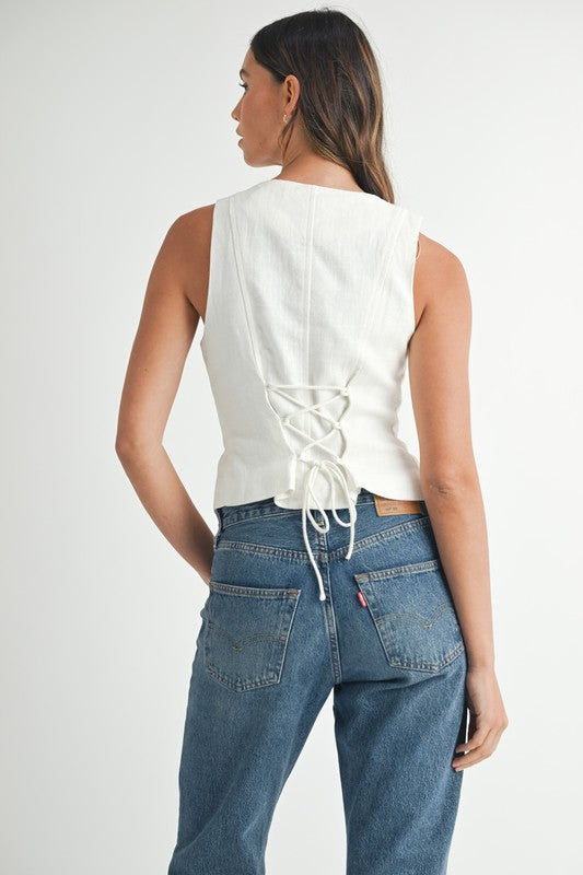White Linen vest top