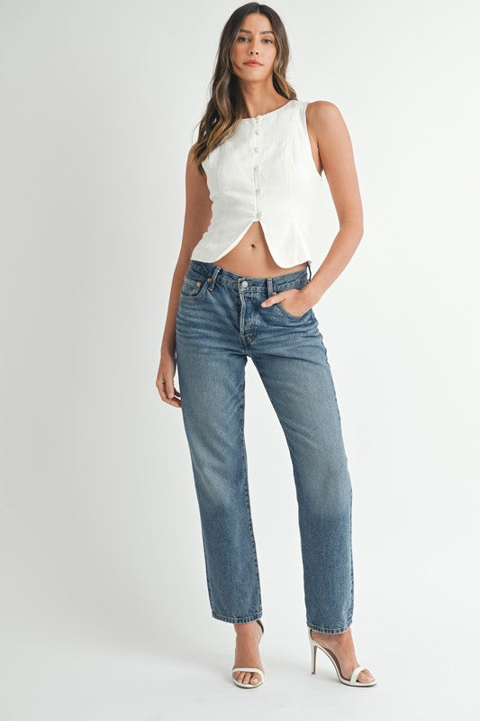 White Linen vest top