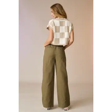 Taupe Checker knit top