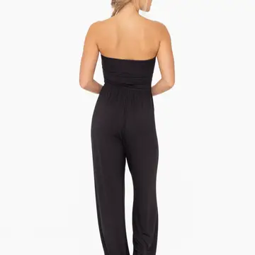 TRAVEL DAYZ strapless flare leg Jumpsuit - black