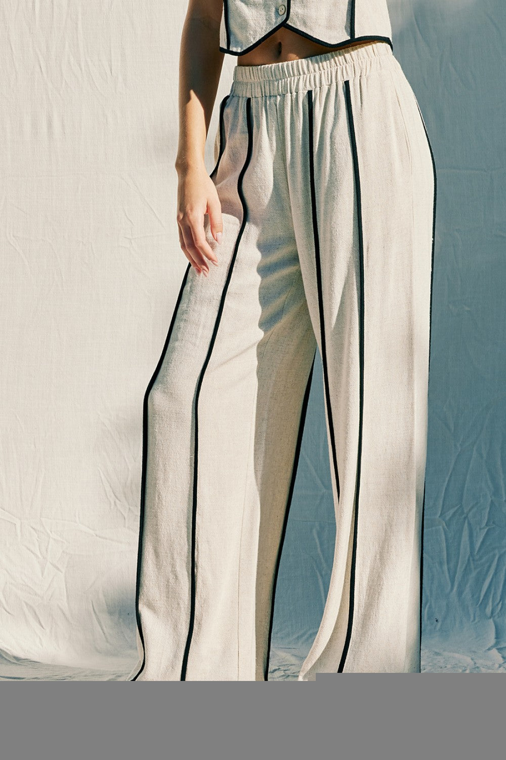 Linen Stripe pant- Natural