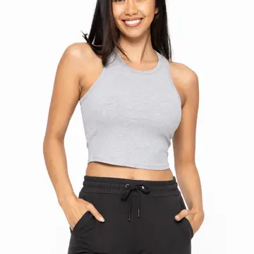 COTTON RIBBED RACERBACK TANK-GREY