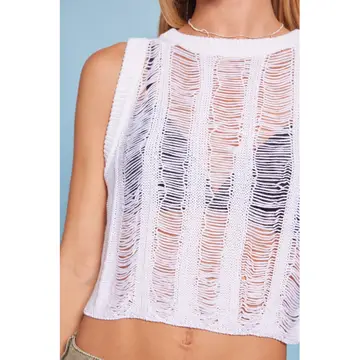 BROOKLYN Loose Ladder Knit Crop top