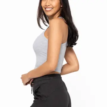 COTTON RIBBED RACERBACK TANK-GREY