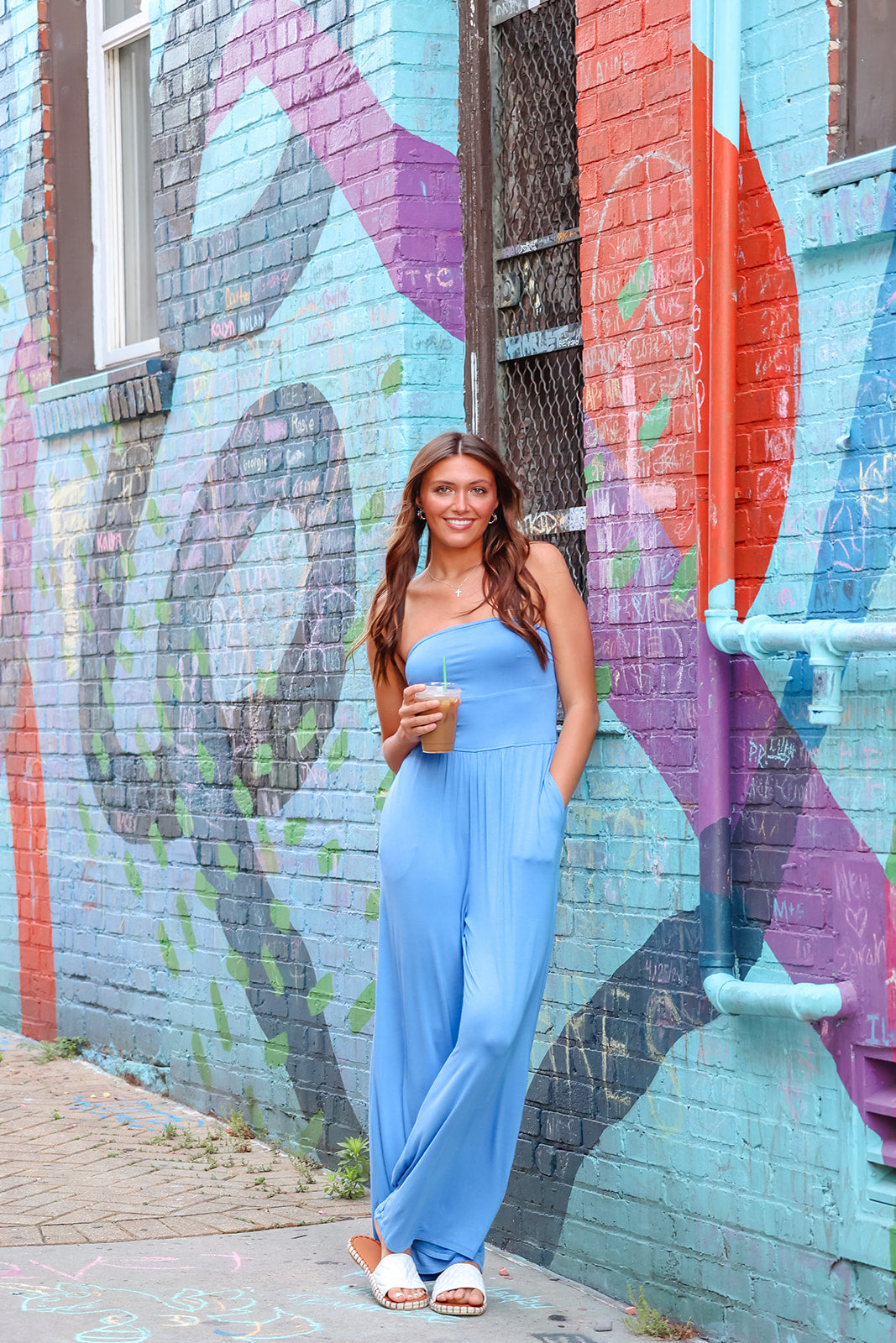 TRAVEL DAYZ strapless flare leg Jumpsuit - blue