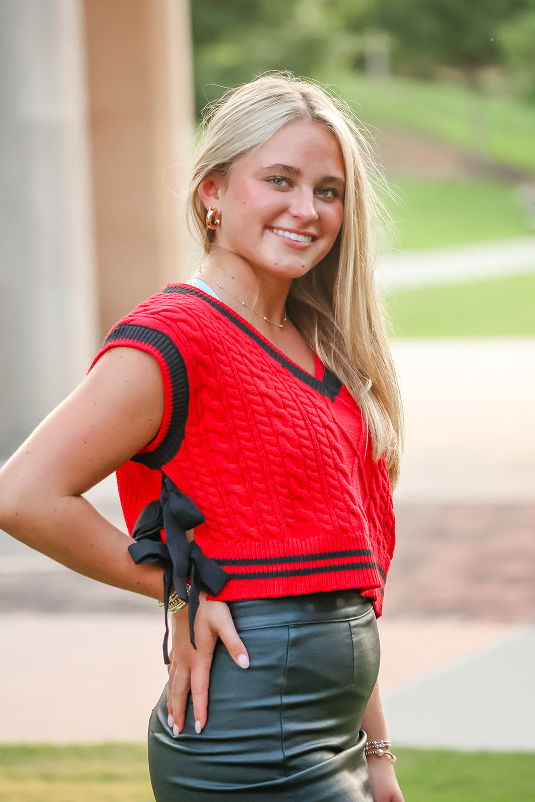 V-Neck Bow  Sweater