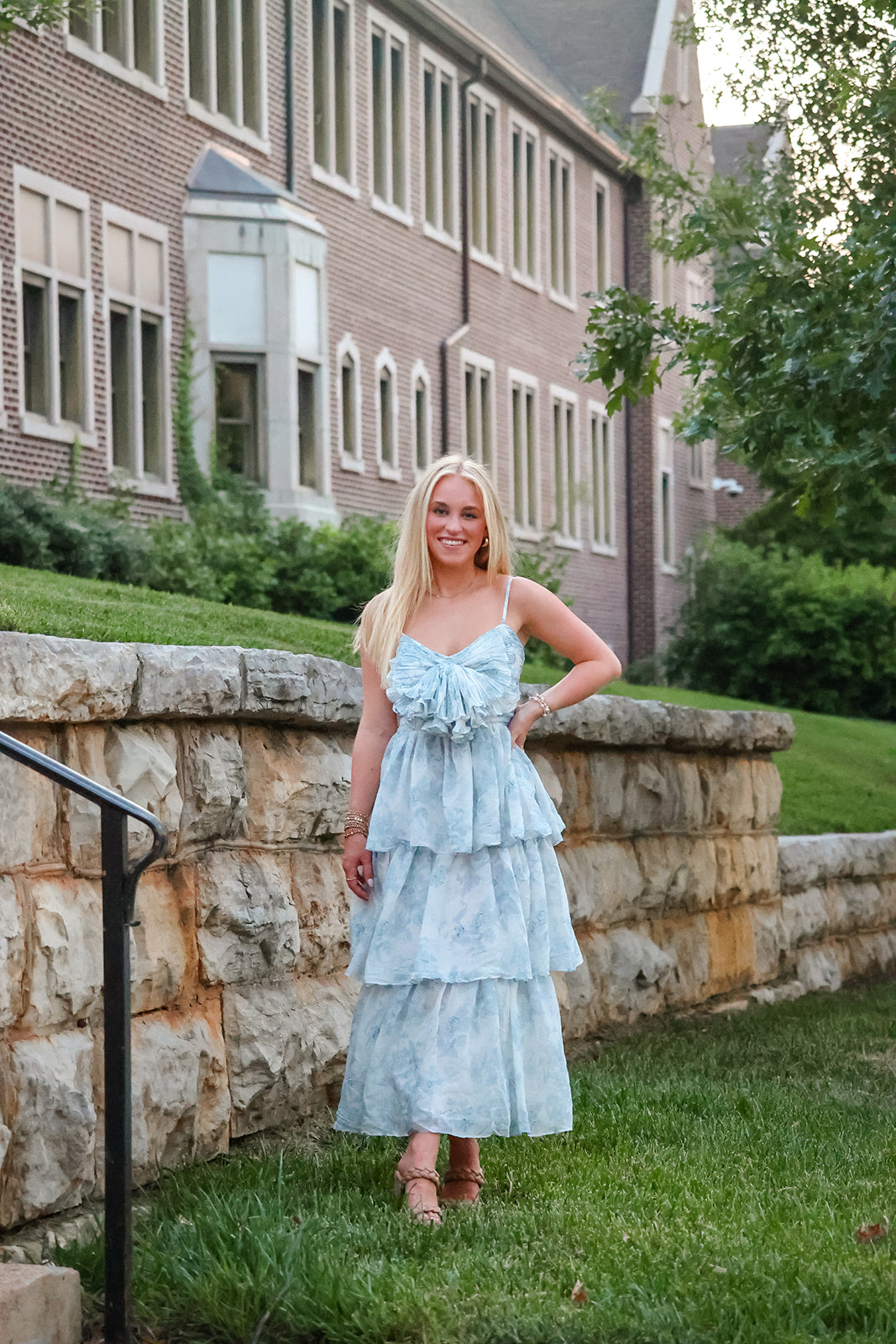 Carly Blue/white maxi dress