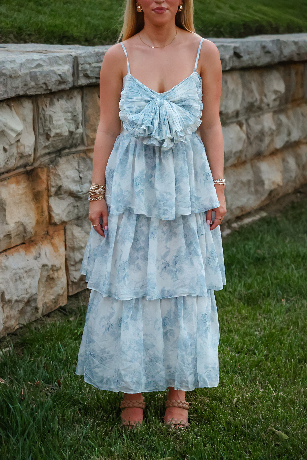 Carly Blue/white maxi dress