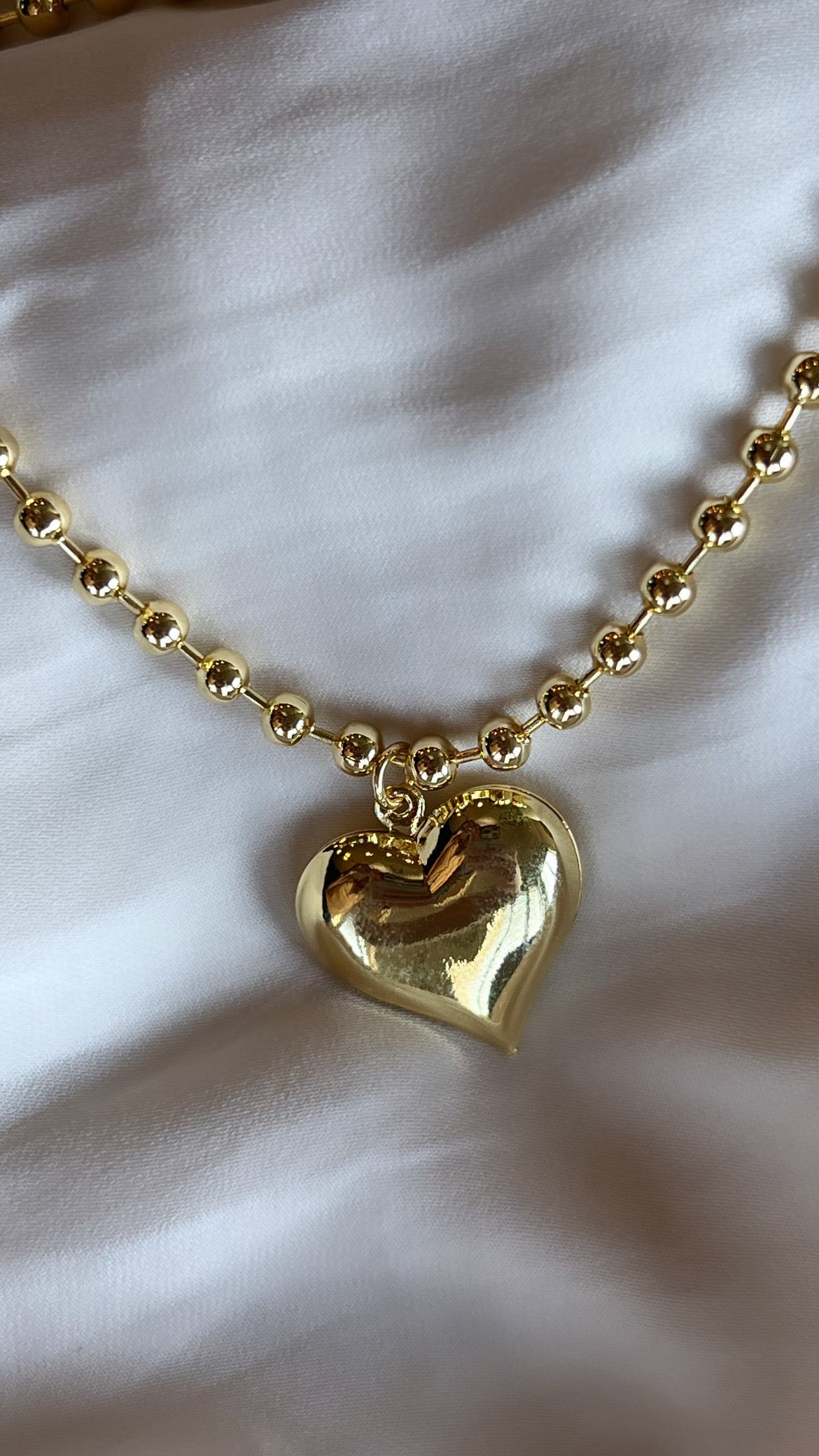 Heart beaded gold filled necklace