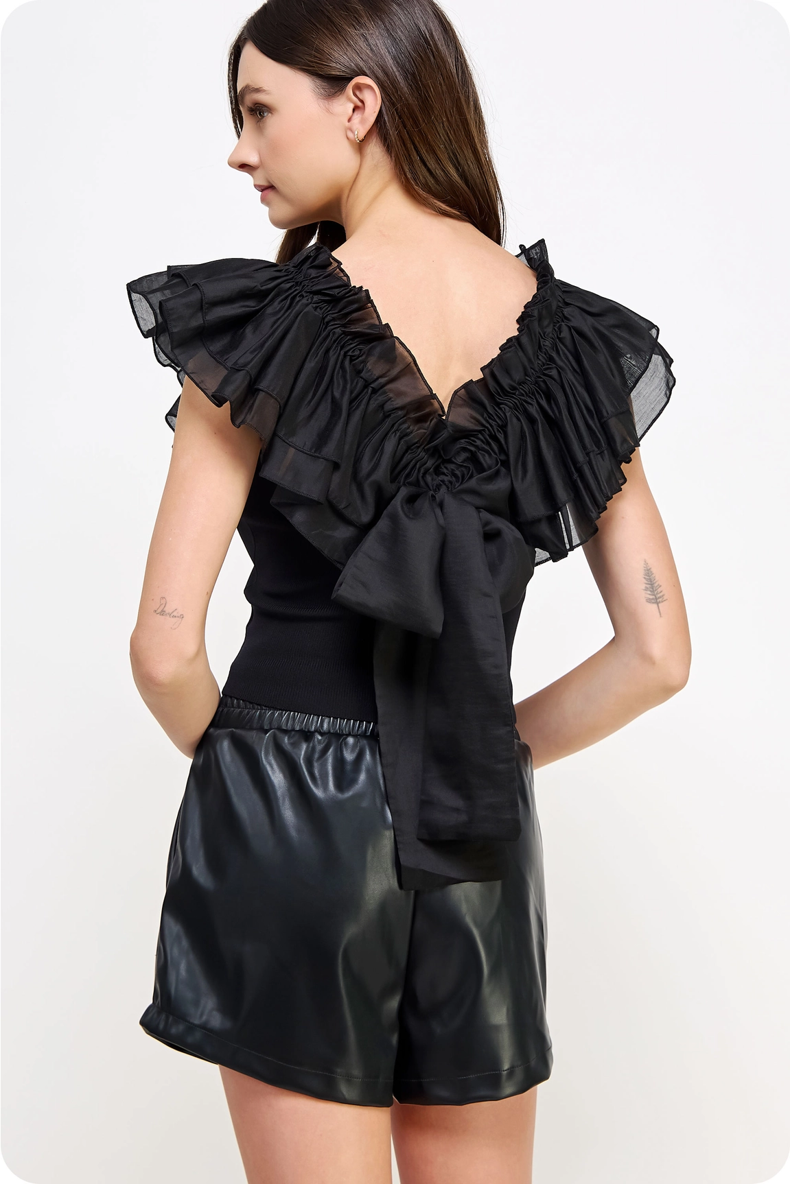 Black Tie back organza top