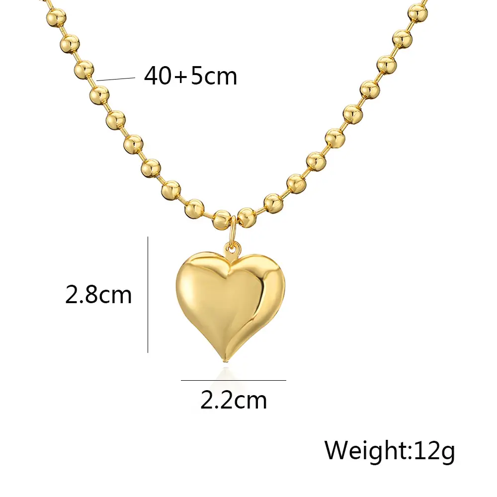 Heart beaded gold filled necklace