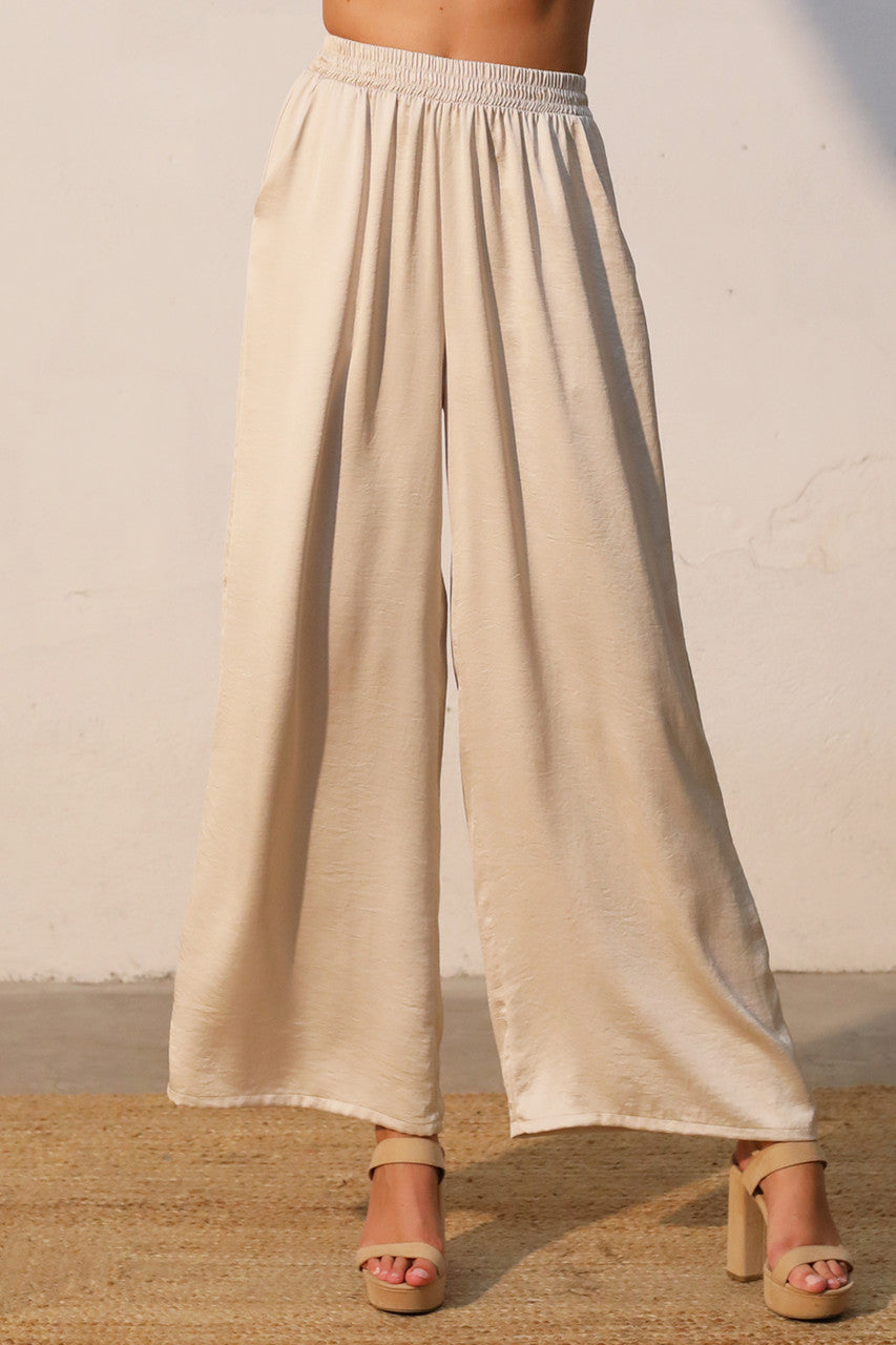 Ivory satin pant and matching top set