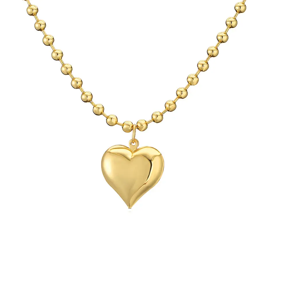 Heart beaded gold filled necklace