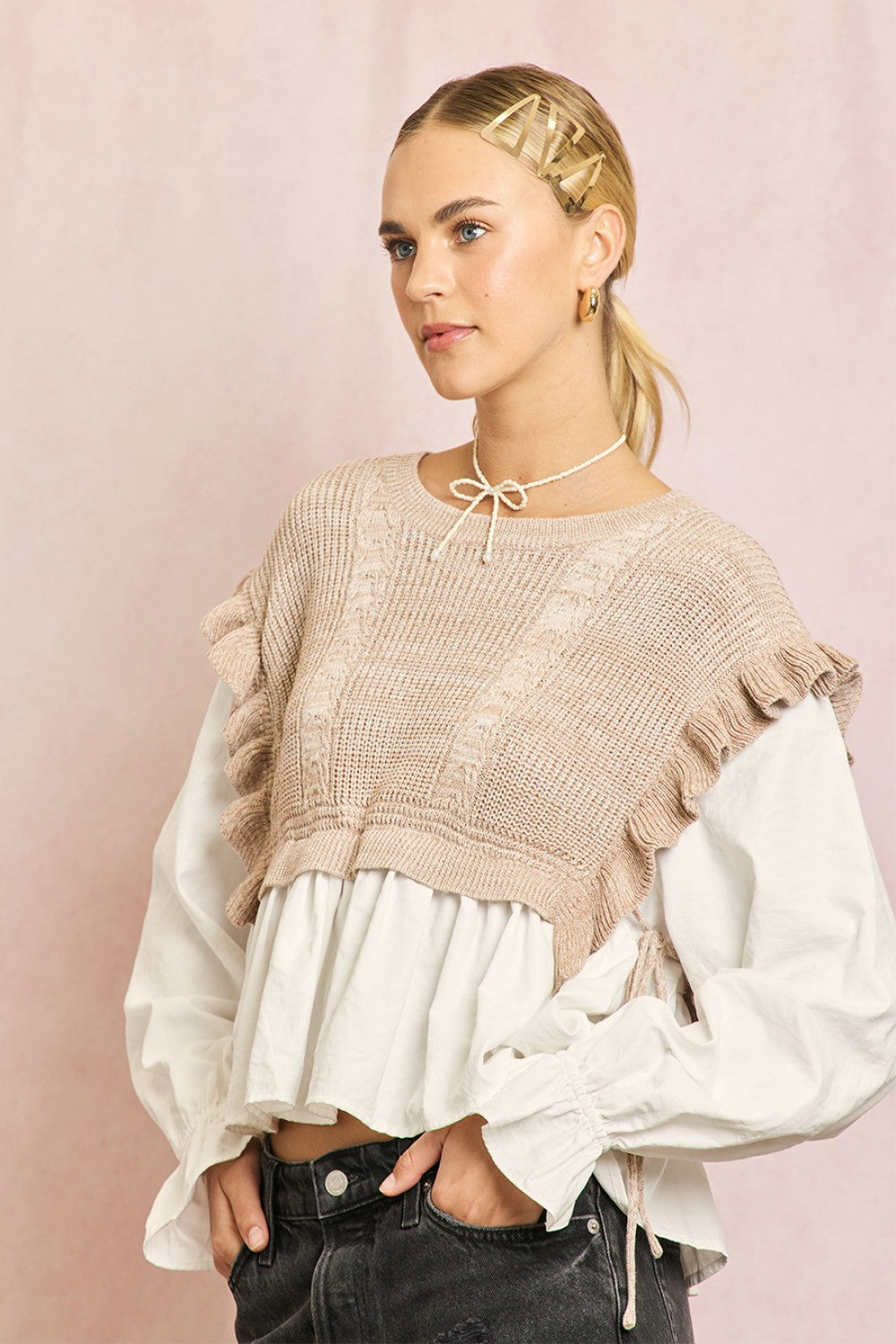 Ruffle Sweater Blouse top