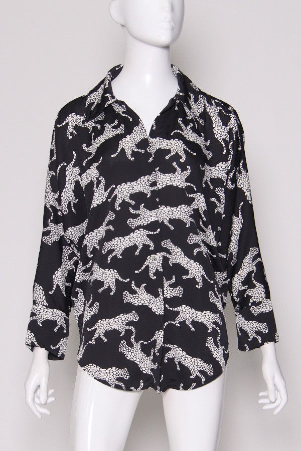 Animal print button down