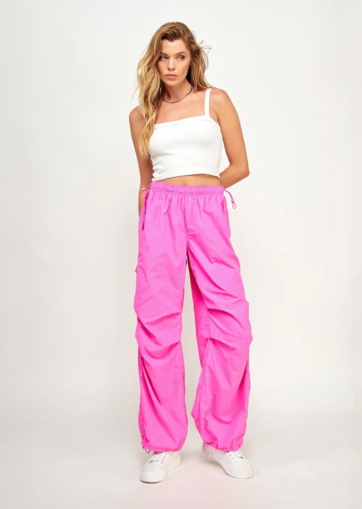 AFTER HOURS Parachute wide leg pant- pink