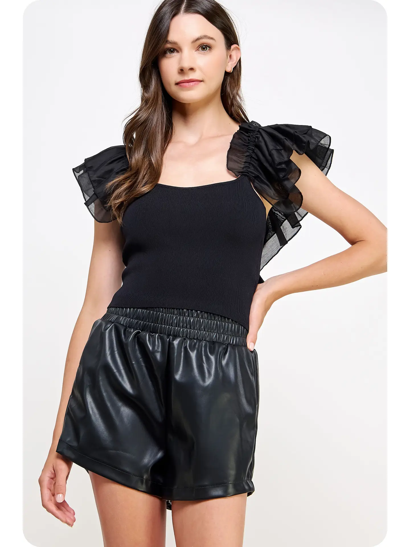 Black Tie back organza top