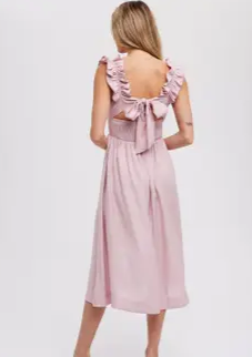 PRETTY IN PINK Ruffled midi dress