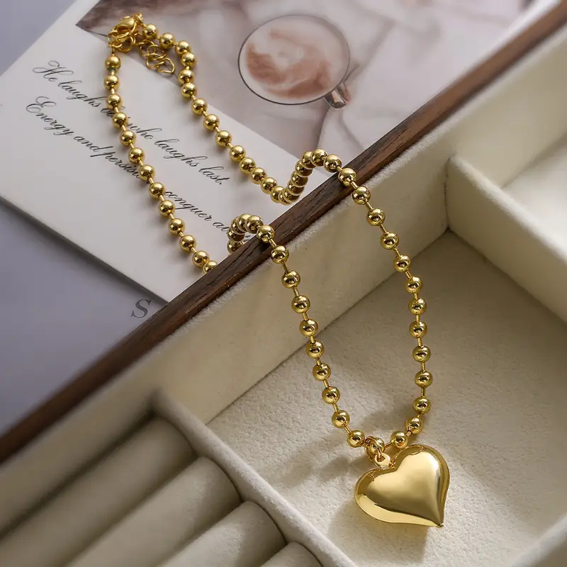 Heart beaded gold filled necklace